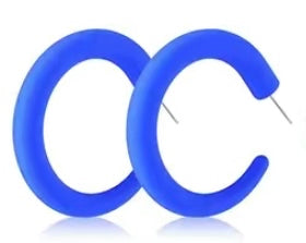 Royal Blue Trendy Acrylic C Hoop Earrings