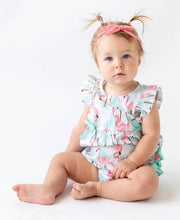 RuffleButts Baby Girls Vibrant Flamingo Classic Ruffle Bubble Romper
