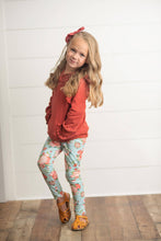Girls Rust Pocket Ruffle Hoodie Sweatshirt & Matching Leggings Fall Set