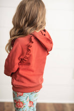 Girls Rust Pocket Ruffle Hoodie Sweatshirt & Matching Leggings Fall Set