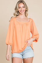 White Square Neck 3/4 Sleeve Relaxed Top