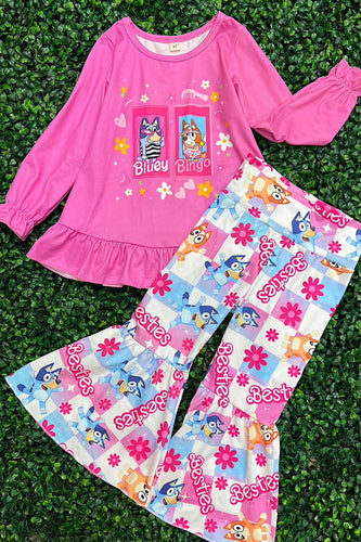 Bluey Hot Pink Tunic Top and Matching Bell Bottom Pants