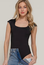 Black Short Cap Sleeve Square Neck Bodysuit