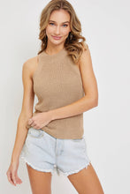 Ivory Casual Sleeveless Halter Sweater Knit Top