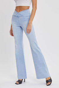 Cello High Rise Flare Jeans with Wide Waistband