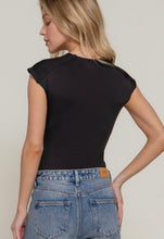 Black Short Cap Sleeve Square Neck Bodysuit