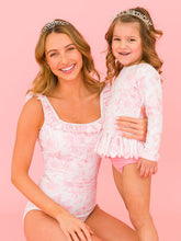 RuffleButts Women's Bubblegum Pink Butterfly Garden Toile Ruffle One Piece Swimsuit