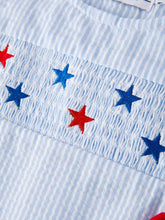 4th of July Boys' Smocking Star Embroidered Romper