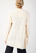 Cream Crochet Pattern Tunic Length Open Cardigan