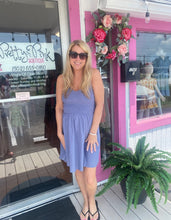 Ash Blue Eyelet Woven Sleeveless Smocked Mini Dress