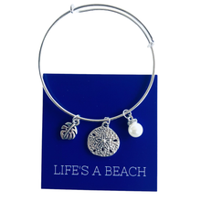 Silver Nautical Sand Dollar Bangle Charm Bracelet