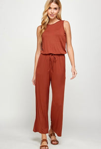 Hazelnut Sleeveless Wide Leg Jumpsuit