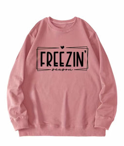 Rose "Freezin' Season" Pullover Crew Neck Sweatshirt