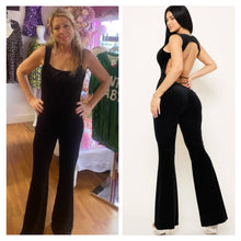 Black Glitter Velvet Open Back Jumpsuit