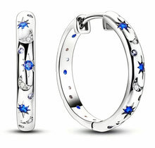 Blue Zircon Star Moon Galaxy Hoop Earrings