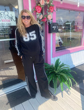 Black/White Line Detail 2pc Print Sweatshirt and Pants Set