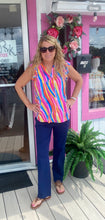 Rainbow Striped Flutter Sleeve Top