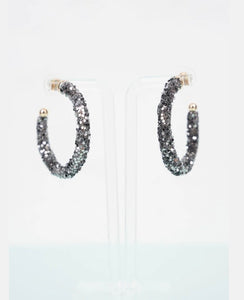 Black Hoop 1.5" Sequin Earrings