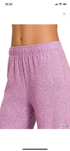 Light Plum Soft Melange Short Sleeve Tee & Long Pants Set