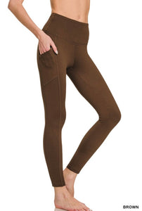 Brown Brushed Microfiber Full Length Leggings