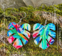 Watercolor Palm Leaf Acrylic Dangle Earrings