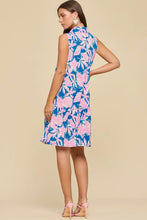 Pink/Blue Sunny Days Sea Shell Collared Summer Midi Dress