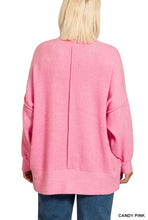Candy Pink Plus Brushed Melange Drop Shoulder Sweater