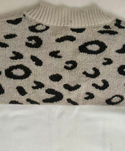 Color Block Leopard Pattern Pull Over V Neck Sweater
