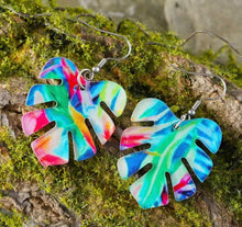 Watercolor Palm Leaf Acrylic Dangle Earrings