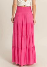 Hot Pink Tiered Smocked Waist Maxi Skirt