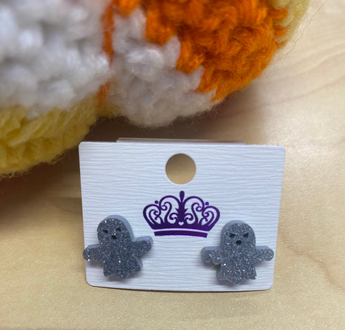 Silver Glitter Halloween Ghost 3/4