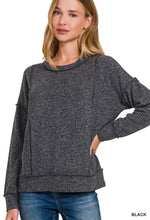 Black Brushed Hacci Drop Shoulder Sweater