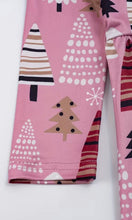 Pink Multi Christmas Tree Long Sleeve Dress