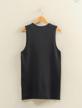 Black V-Neck Sleeveless Knit Mini Dress