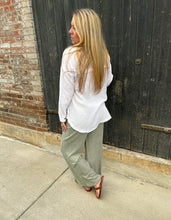 Lt Olive Soft Elastic Waisted Flare Pants