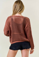 Clay Crochet Fishnet Cropped Open Cardigan