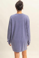 Dusty Indigo Long Sleeve Oversized Sweatshirt Dress