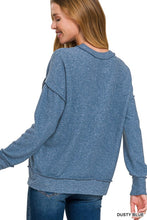 Dusty Blue Brushed Hacci Drop Shoulder Sweater