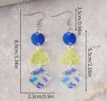 Blue Geometric Dangle Acrylic Earrings