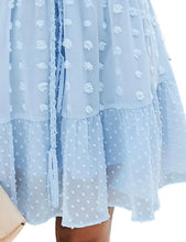 Sky Blue Swiss Dot Fit and Flare Dress