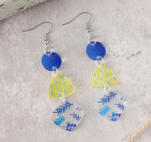 Blue Geometric Dangle Acrylic Earrings