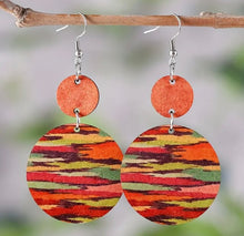 Wooden Colorful Striped Design Dangle Earrings