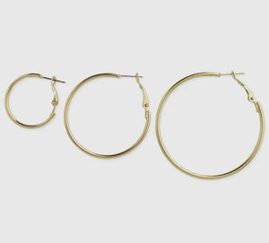 Gold Graduating Hoop Earrings- Set 3