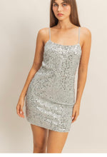 Silver Sequin Bodycon Mini Dress