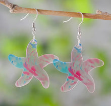 Watercolor Starfish Acrylic Dangle Earrings