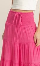 Hot Pink Tiered Smocked Waist Maxi Skirt