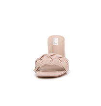 Beige Single Braided Strap High Chunk Heeled Sandals