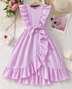 Lavender Girls Ruffled Hem Spring Dress