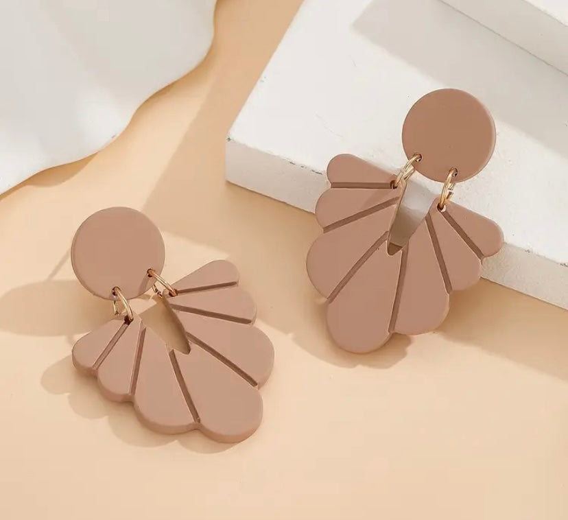 Beige Acrylic Dangle Earrings