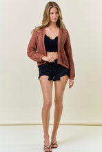 Clay Crochet Fishnet Cropped Open Cardigan